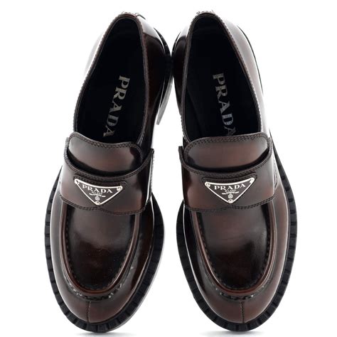 prada shoes spazzolato fume|Prada Triangle Logo Loafer (Women) .